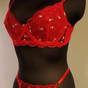 Set lenceria bordado rosas